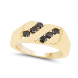14K Yellow Gold Plated 0.60 Carat Genuine Black Diamond .925 Sterling Silver Ring