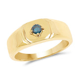 14K Yellow Gold Plated 0.20 Carat Genuine Blue Diamond .925 Sterling Silver Ring