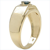 14K Yellow Gold Plated 0.25 Carat Genuine Blue Diamond .925 Sterling Silver Ring
