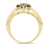 14K Yellow Gold Plated 0.98 Carat Genuine Blue Diamond .925 Sterling Silver Ring