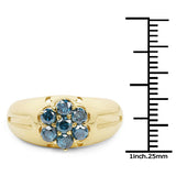 14K Yellow Gold Plated 0.98 Carat Genuine Blue Diamond .925 Sterling Silver Ring