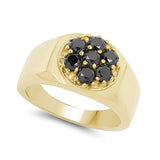 14K Yellow Gold Plated 0.98 Carat Genuine Black Diamond .925 Sterling Silver Ring