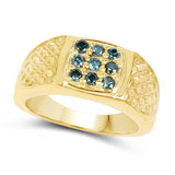 14K Yellow Gold Plated 0.36 Carat Genuine Blue Diamond .925 Sterling Silver Ring