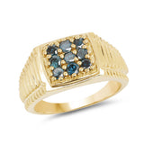 14K Yellow Gold Plated 0.63 Carat Genuine Blue Diamond .925 Sterling Silver Ring