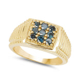 14K Yellow Gold Plated 0.63 Carat Genuine Blue Diamond .925 Sterling Silver Ring