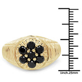 14K Yellow Gold Plated 1.40 Carat Genuine Black Diamond .925 Sterling Silver Ring