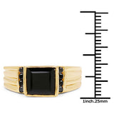 2.16 Carat Genuine Black Onyx and Black Diamond .925 Sterling Silver Ring