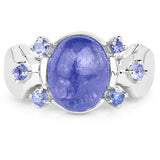 3.76 Carat Genuine Tanzanite .925 Sterling Silver Ring