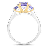Two Tone Plated 1.07 Carat Genuine Tanzanite .925 Sterling Silver Ring