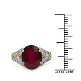 14K Yellow Gold Plated 4.00 Carat Genuine Ruby .925 Sterling Silver Ring