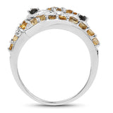 1.00 Carat Genuine Citrine & Black Spinel .925 Sterling Silver Ring