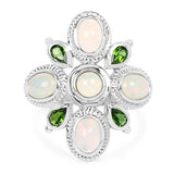 2.97 Carat Genuine Ethiopian Opal And Chrome Diopside .925 Sterling Silver Ring