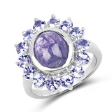 3.76 Carat Genuine Tanzanite .925 Sterling Silver Ring