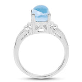 2.10 Carat Genuine Swiss Blue Topaz .925 Sterling Silver Ring
