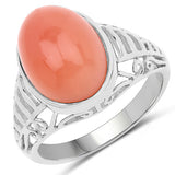 6.00 Carat Genuine Peach Moonstone .925 Sterling Silver Ring