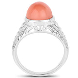 6.00 Carat Genuine Peach Moonstone .925 Sterling Silver Ring