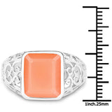 5.75 Carat Genuine Peach Moonstone .925 Sterling Silver Ring