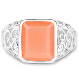 5.75 Carat Genuine Peach Moonstone .925 Sterling Silver Ring