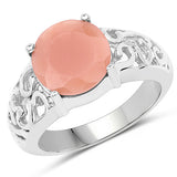 3.30 Carat Genuine Peach Moonstone .925 Sterling Silver Ring