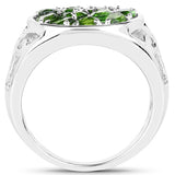 2.21 Carat Genuine Chrome Diopside .925 Sterling Silver Ring