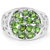2.21 Carat Genuine Chrome Diopside .925 Sterling Silver Ring