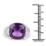 5.99 Carat Genuine Amethyst and White Topaz .925 Sterling Silver Ring