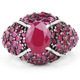 5.15 Carat Genuine Glass Filled Ruby & Ruby .925 Sterling Silver Ring