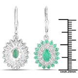 6.53 Carat Genuine Zambian Emerald and White Topaz .925 Sterling Silver 3 Piece Jewelry Set (Ring, Earrings, and Pendant w/ Chain)