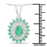 6.53 Carat Genuine Zambian Emerald and White Topaz .925 Sterling Silver 3 Piece Jewelry Set (Ring, Earrings, and Pendant w/ Chain)