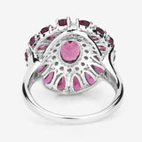 6.19 Carat Genuine Rhodolite and White Topaz .925 Sterling Silver Ring