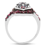 1.77 Carat Genuine Blue Sapphire and Ruby .925 Sterling Silver Ring