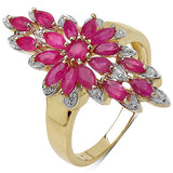 14K Yellow Gold Plated 2.04 Carat Genuine Ruby .925 Sterling Silver Ring