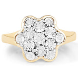 14K Yellow Gold Plated 0.07 Carat Genuine White Diamond .925 Sterling Silver Ring