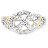 14K Yellow Gold Plated 0.21 Carat Genuine White Diamond .925 Sterling Silver Ring