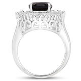 8.12 Carat Genuine Smoky Quartz and White Topaz .925 Sterling Silver Ring