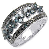 0.62 Carat Genuine Blue Diamond .925 Sterling Silver Ring