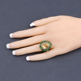 7.02 Carat Genuine Citrine and Chrome Diopside .925 Sterling Silver Ring