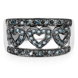 0.32 Carat Genuine Blue Diamond .925 Sterling Silver Ring
