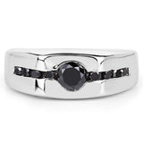 0.74 Carat Genuine Black Diamond .925 Sterling Silver Ring