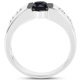 0.56 Carat Genuine Black Diamond and White Diamond .925 Sterling Silver Ring