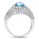 3.65 Carat Genuine Swiss Blue Topaz .925 Sterling Silver Ring