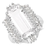 9.77 Carat Genuine Crystal Quartz & White Topaz .925 Sterling Silver Ring
