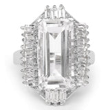 9.77 Carat Genuine Crystal Quartz & White Topaz .925 Sterling Silver Ring