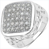 0.54 Carat Genuine White Diamond .925 Sterling Silver Ring