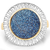 4.90 Carat Genuine Cobalt Blue Drusy .925 Sterling Silver Ring