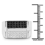 0.64 Carat Genuine Black Diamond and White Diamond .925 Sterling Silver Ring