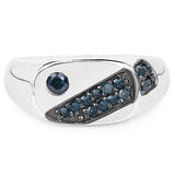 0.31 Carat Genuine Blue Diamond .925 Sterling Silver Ring