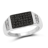 0.55 Carat Genuine Black Diamond and White Diamond .925 Sterling Silver Ring