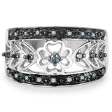 0.31 Carat Genuine Blue Diamond .925 Sterling Silver Ring