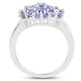 2.03 Carat Genuine Tanzanite .925 Sterling Silver Ring